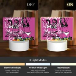 Rectangular Acrylic Night Light, Three Women In Bikinis Are Standing On A Pink Background. 4 Rectangular Acrylic Night Light, Three Women In Bikinis Are Standing On A Pink Background. -Pattern Night Light 11b5debbe7157b9cee1a33b68cfe2e410ac3ee74