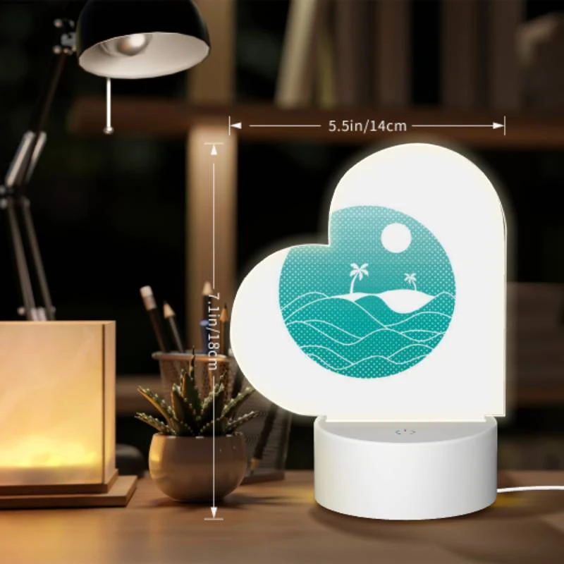 Love Acrylic Night Light, A blue and white circle with a beach and palm trees in it. Love Acrylic Night Light, A Blue And White Circle With A Beach And Palm Trees In It. -Pattern Night Light 1228f4581c8fd179c726873be9feee959f2a9f1e