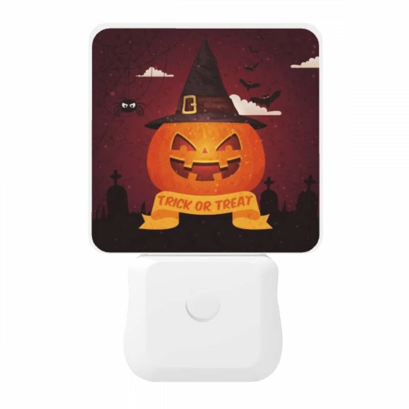 Night Light, A witch's hat is placed on top of a pumpkin. Night Light, A Witch's Hat Is Placed On Top Of A Pumpkin. -Pattern Night Light 127ffaf8d2c0ce85e7cd6d1815da70b73e7e905a