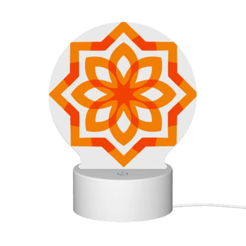 Round Acrylic Night Light, A colorful orange flower with a yellow center. Round Acrylic Night Light, A Colorful Orange Flower With A Yellow Center. -Pattern Night Light 12990a6076b2a7b624d7edd569f118b43e0277a9