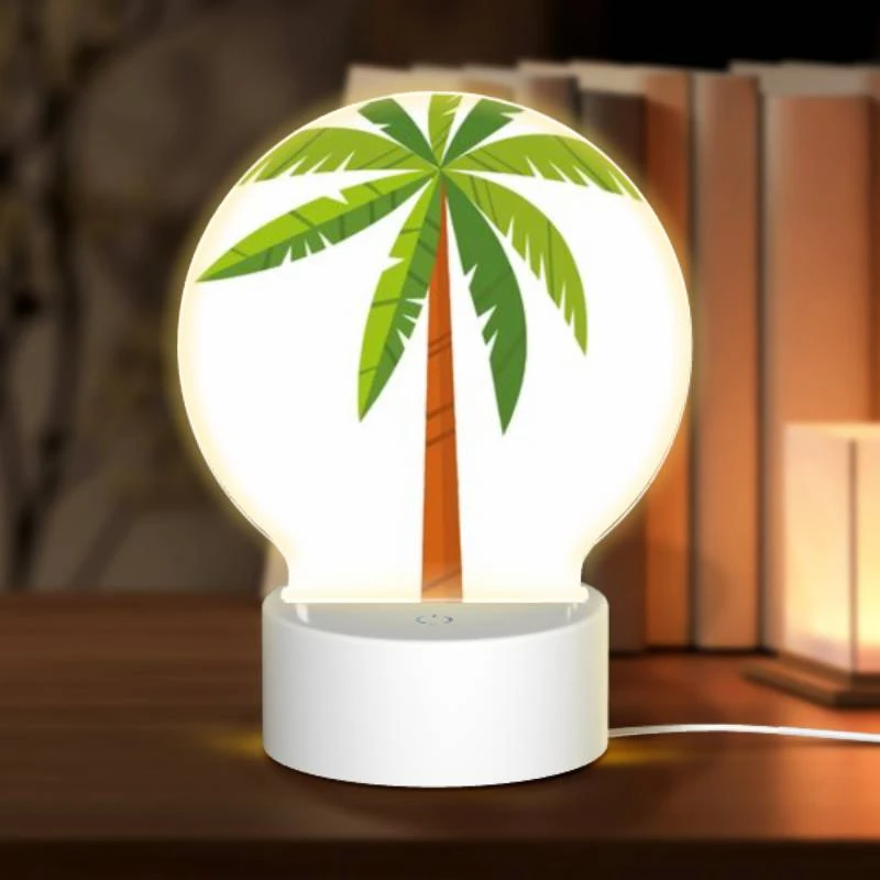 Round Acrylic Night Light, A green and orange palm tree. Round Acrylic Night Light, A Green And Orange Palm Tree. -Pattern Night Light 12ae14477521974aa659157858fe24bd7dfda8d1