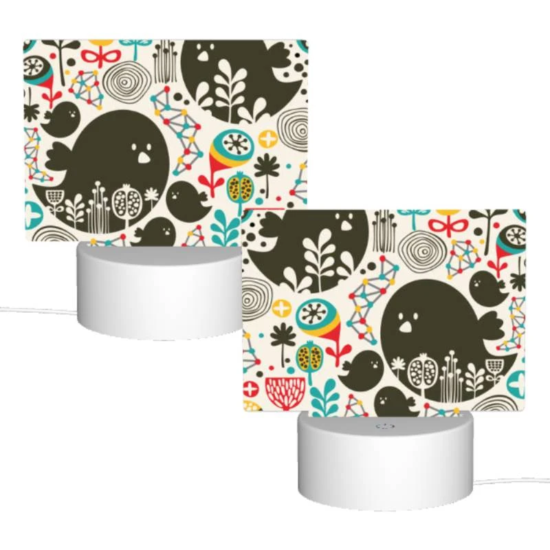 Rectangular Acrylic Night Light, A colorful bird pattern with a black bird in the center. Rectangular Acrylic Night Light, A Colorful Bird Pattern With A Black Bird In The Center. -Pattern Night Light 12e28d24a83748ec5e1d459e1dd5c0e75c683078