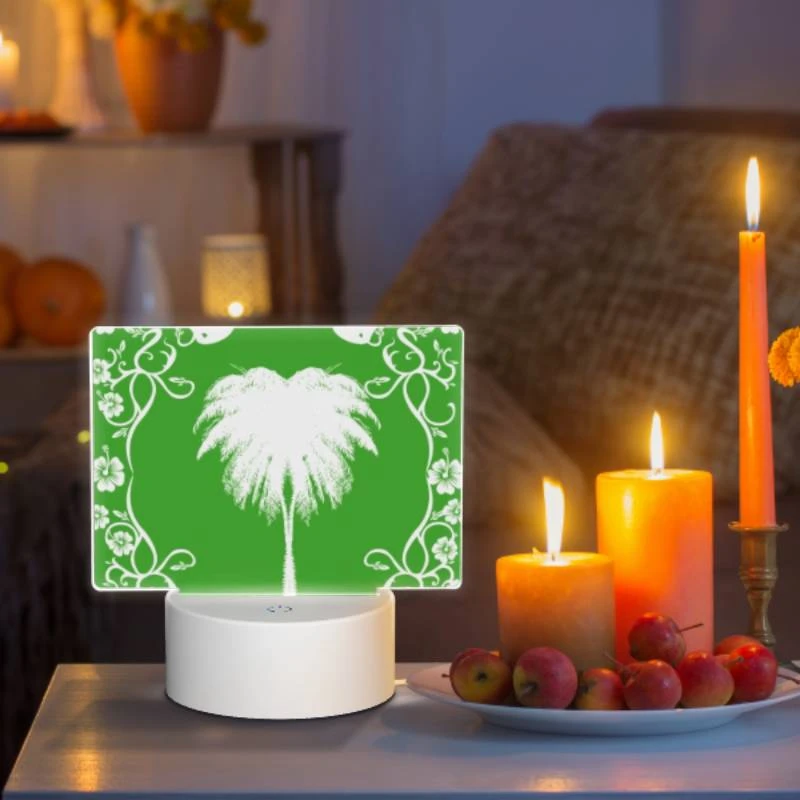 Rectangular Acrylic Night Light, A green and white picture of a palm tree. Rectangular Acrylic Night Light, A Green And White Picture Of A Palm Tree. -Pattern Night Light 1313dbea0410a3b78ef63eff020b2d295b1d37d2