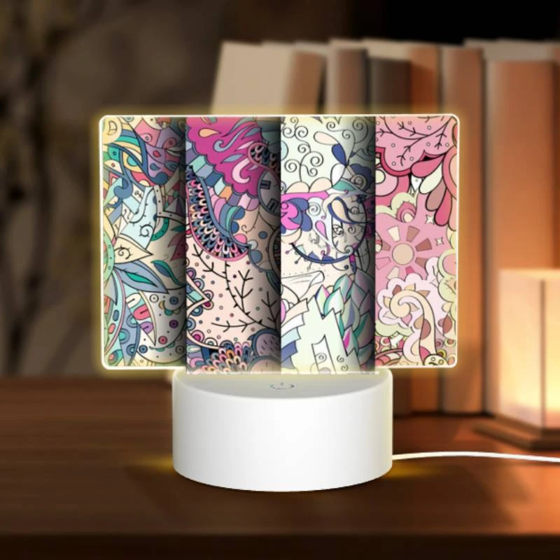 Rectangular Acrylic Night Light, Four different colored designs of flowers. Rectangular Acrylic Night Light, Four Different Colored Designs Of Flowers. -Pattern Night Light 140a7f07389d121e3f28cd2b2a4615fe964f66c3
