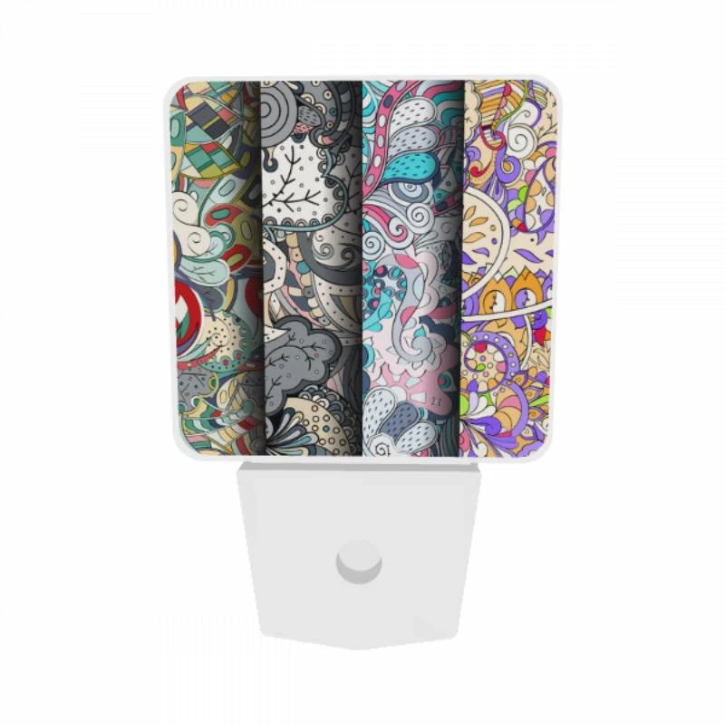 Night Light Set of 2, Three colorful artworks are displayed side by side. Night Light Set Of 2, Three Colorful Artworks Are Displayed Side By Side. -Pattern Night Light 147c04703b393213f428d800e82d0cfe6df34842