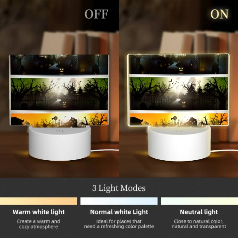 Rectangular Acrylic Night Light, Three different colored pictures of a haunted house. Rectangular Acrylic Night Light, Three Different Colored Pictures Of A Haunted House. -Pattern Night Light 14a49bbce315f67691de1738453a1e87a4412d8f