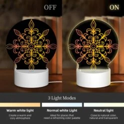 Round Acrylic Night Light, A Colorful Flower Design With Yellow 4 Round Acrylic Night Light, A Colorful Flower Design With Yellow -Pattern Night Light 14d82b6c03a6d79670b08d19b3fd18d4468eb529