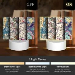 Rectangular Acrylic Night Light, Four Different Colored Designs Of Flowers And Leaves. 4 Rectangular Acrylic Night Light, Four Different Colored Designs Of Flowers And Leaves. -Pattern Night Light 14e62e28585742adb06b24bafb14df5f0f67dcc8