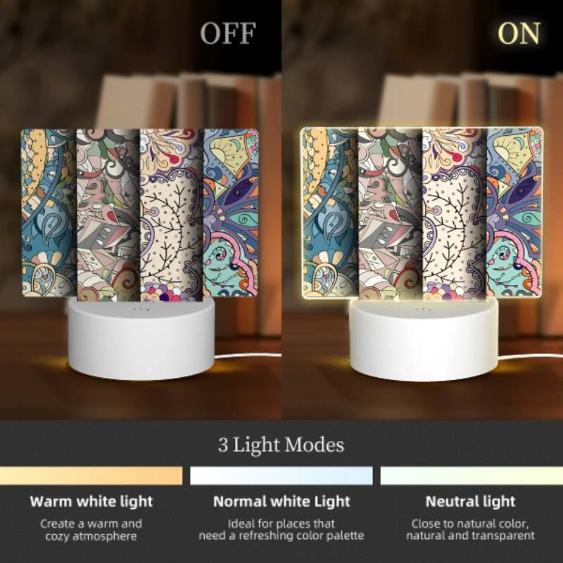 Rectangular Acrylic Night Light, Four different colored designs of flowers and leaves. Rectangular Acrylic Night Light, Four Different Colored Designs Of Flowers And Leaves. -Pattern Night Light 14e62e28585742adb06b24bafb14df5f0f67dcc8