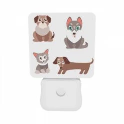 Night Light Set Of 2, Four Different Colored Dogs Are Shown In A Row. 9 Night Light Set Of 2, Four Different Colored Dogs Are Shown In A Row. -Pattern Night Light 15a971ff78eb96d9593b98a23fd277ee97a26ceb