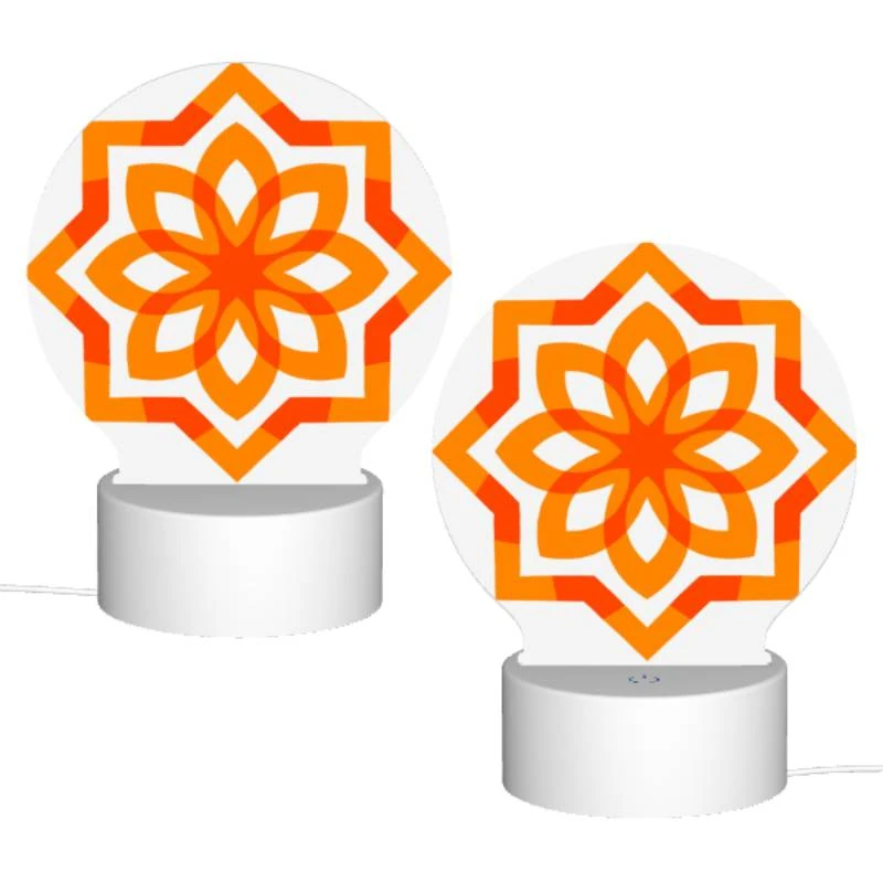 Round Acrylic Night Light, A colorful orange flower with a yellow center. Round Acrylic Night Light, A Colorful Orange Flower With A Yellow Center. -Pattern Night Light 17216437b99853728e9a994f91b7b037f119045e