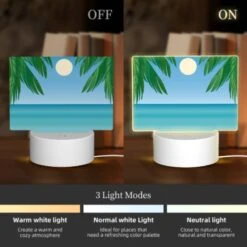 Rectangular Acrylic Night Light, A Sunset Over The Ocean With Palm Trees In The Foreground. -Pattern Night Light 176612de24d2e83fa947db5d6e94e54b310ac248