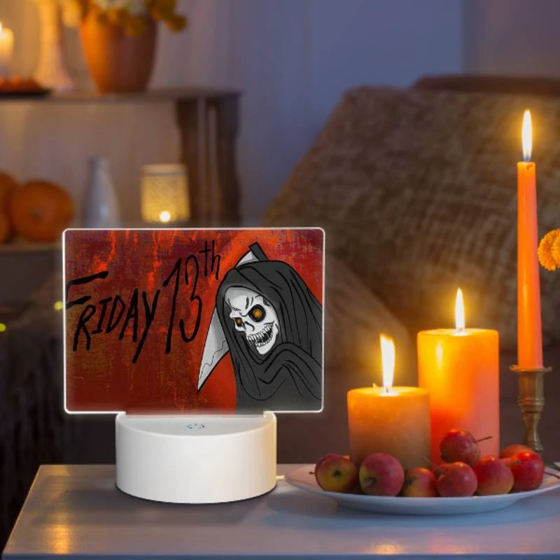 Rectangular Acrylic Night Light, A skeleton is wearing a black robe and holding a knife Rectangular Acrylic Night Light, A Skeleton Is Wearing A Black Robe And Holding A Knife -Pattern Night Light 176731d326075e4b39c94a3b65c465b932503956