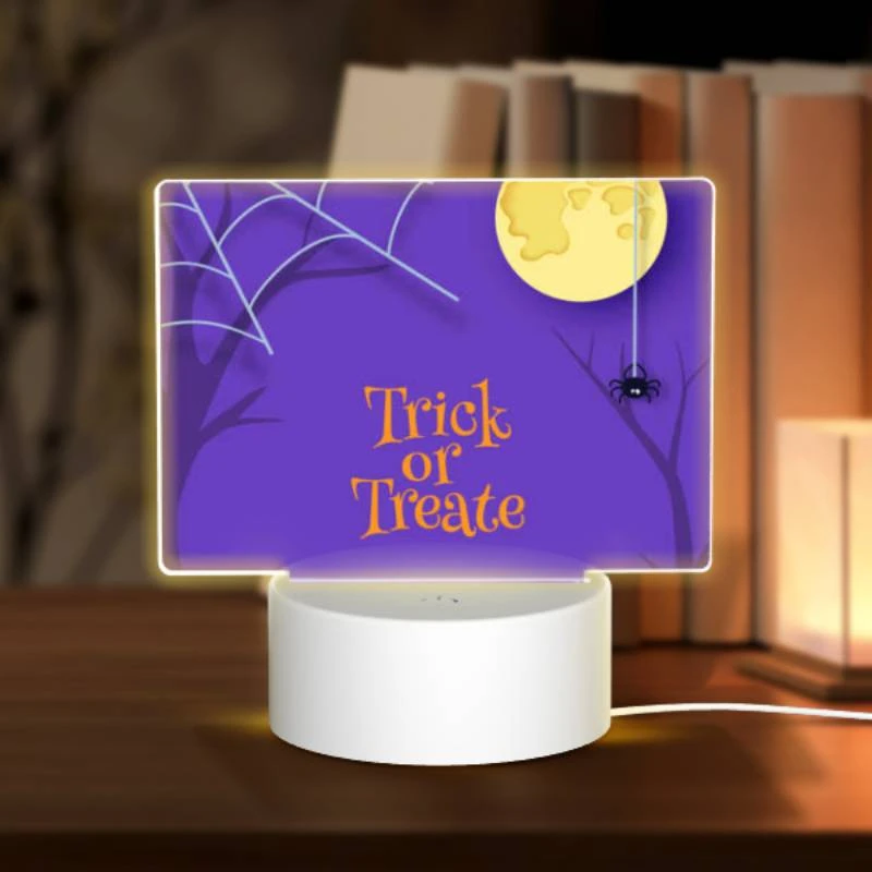Rectangular Acrylic Night Light, A spooky Halloween scene with a spider hanging from a tree and a full moon in the background. Rectangular Acrylic Night Light, A Spooky Halloween Scene With A Spider Hanging From A Tree And A Full Moon In The Background. -Pattern Night Light 17950bd5341fc7851dfe3da447f3d5dbd4368f79