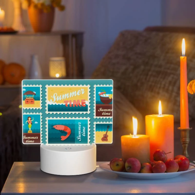 Rectangular Acrylic Night Light, A collection of six postage stamps featuring beach and ocean themes. Rectangular Acrylic Night Light, A Collection Of Six Postage Stamps Featuring Beach And Ocean Themes. -Pattern Night Light 180b16b2ce5f5a1e82f91e9b71d192947389375a
