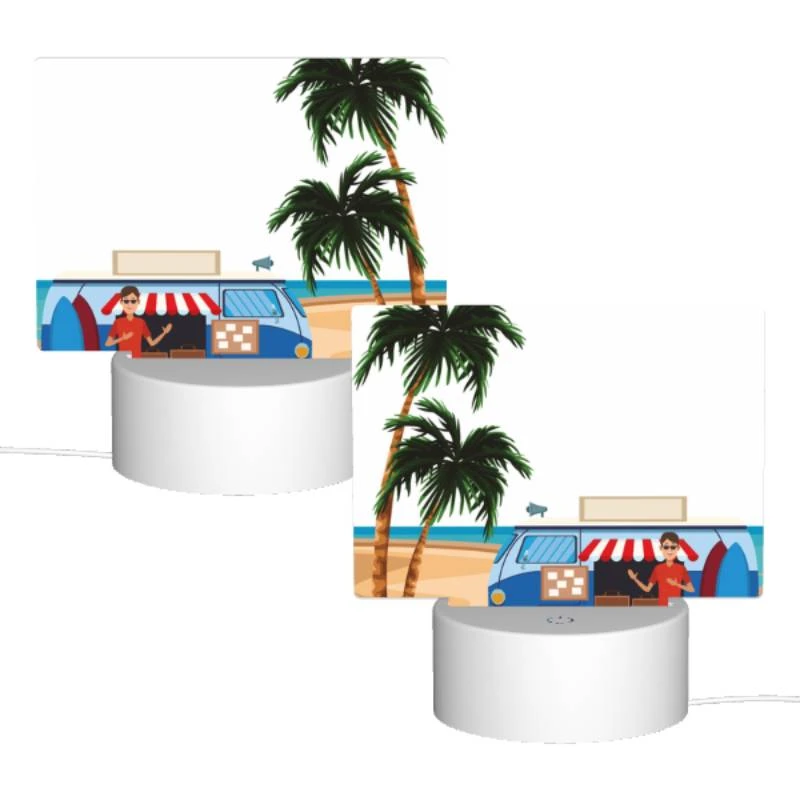 Rectangular Acrylic Night Light, A man stands in front of a food truck on a beach. Rectangular Acrylic Night Light, A Man Stands In Front Of A Food Truck On A Beach. -Pattern Night Light 1830cc7143c101ded8ab8a09ff9c00ab0158a145