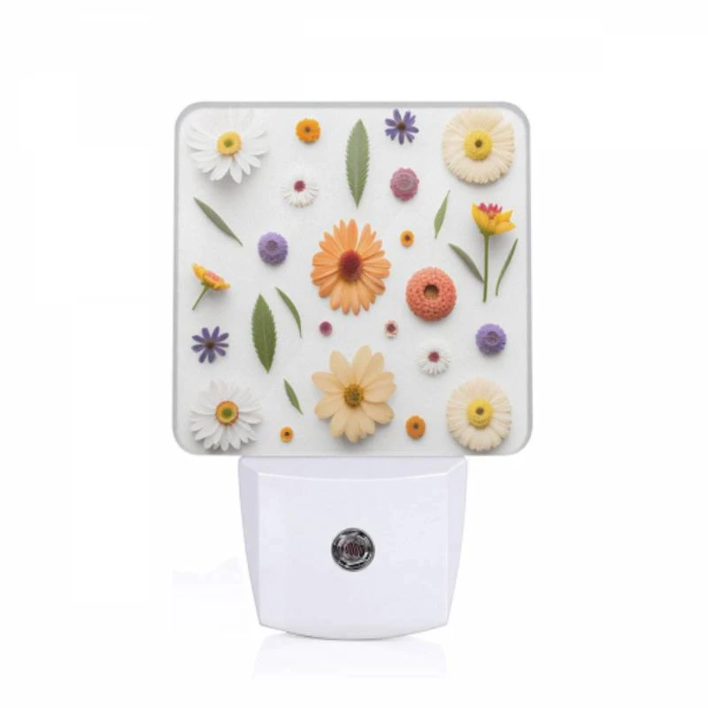 Night Light, A variety of flowers are arranged on a white background. Night Light, A Variety Of Flowers Are Arranged On A White Background. -Pattern Night Light 18fed44e7a817e11cd311df8ec2b424f2ddbc044