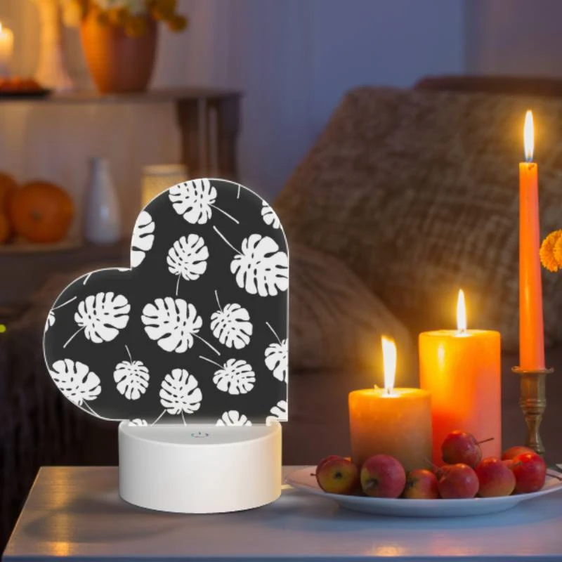 Love Acrylic Night Light, A pattern of white leaves on a black background. Love Acrylic Night Light, A Pattern Of White Leaves On A Black Background. -Pattern Night Light 1958ab956f2a21112164e69b0e570da5f596a618