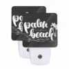 Night Light Set Of 2, A White And Black Sign That Says "PALM CALIFORNIA".