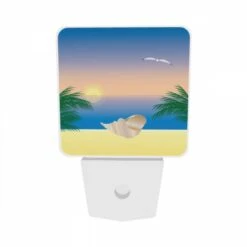 Night Light Set Of 2, A Beautiful Sunset With A Shell On The Beach. 8 Night Light Set Of 2, A Beautiful Sunset With A Shell On The Beach. -Pattern Night Light 19cc51217f91a9fafe5ff11929485a3dee50831f