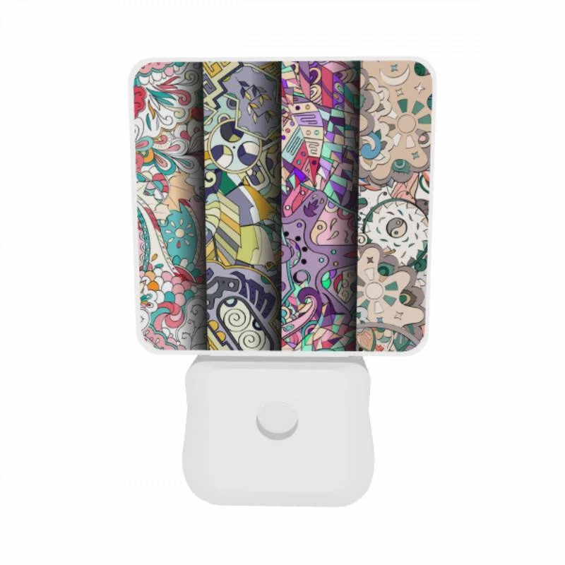 Night Light Set of 2, Four colorful designs are displayed in a row. Night Light Set Of 2, Four Colorful Designs Are Displayed In A Row. -Pattern Night Light 1a816882e64076bfb3bd197238bde64542e3a0d0