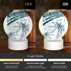 Round Acrylic Night Light, A Colorful Brochure For California Beach. 4 Round Acrylic Night Light, A Colorful Brochure For California Beach. -Pattern Night Light 1a9a60b21eb721676989abba28632bd2ee45fd59