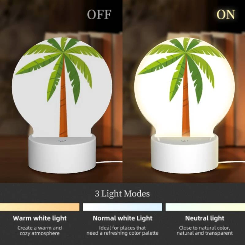 Round Acrylic Night Light, A green and orange palm tree. Round Acrylic Night Light, A Green And Orange Palm Tree. -Pattern Night Light 1b374dd73a3d6eb078b11eab7c9971f7015e2284