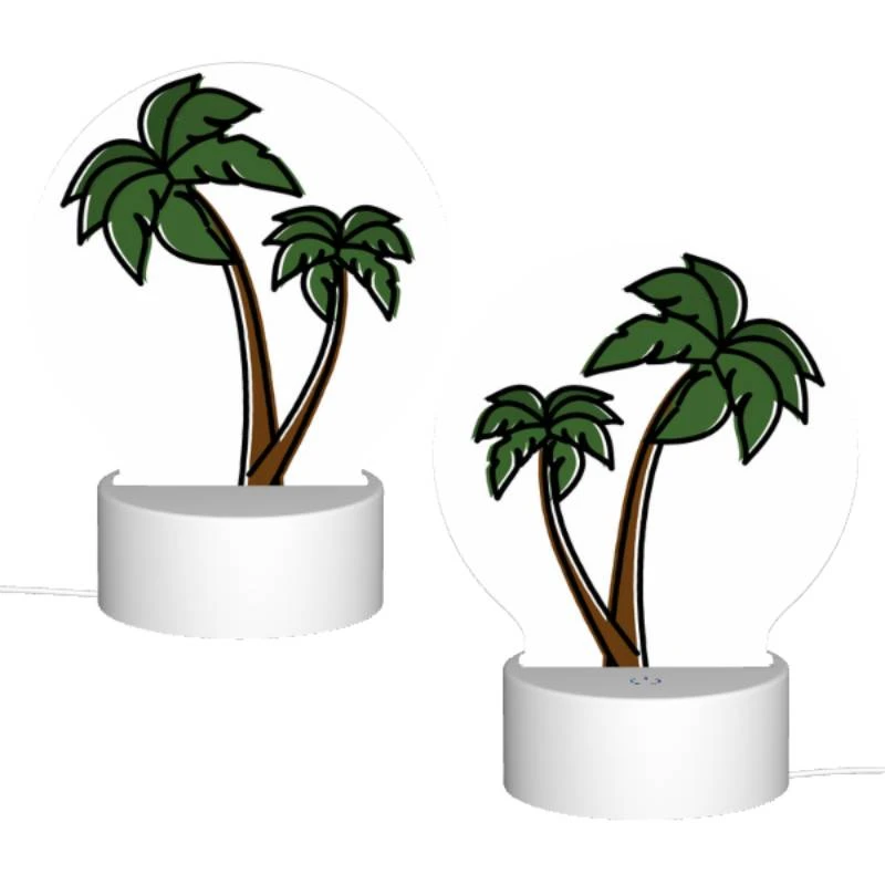 Round Acrylic Night Light, A green and brown palm tree with a brown trunk. Round Acrylic Night Light, A Green And Brown Palm Tree With A Brown Trunk. -Pattern Night Light 1b47c30c60ff7d564cc456e5314b478445807091