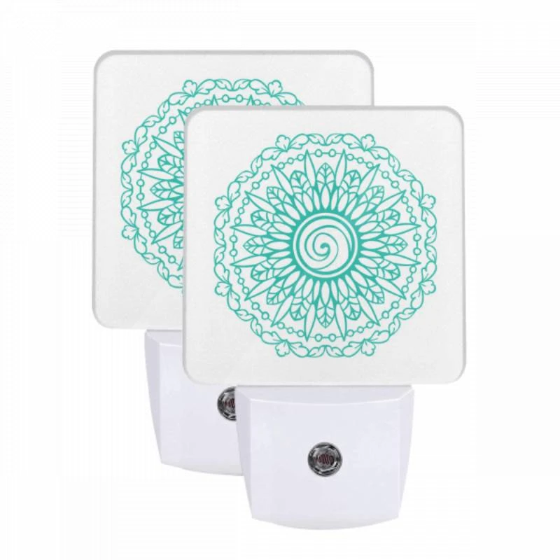 Night Light Set of 2, A blue and green flower design. Night Light Set Of 2, A Blue And Green Flower Design. -Pattern Night Light 1b8840ef2cc8dd5512f2c5828c17015a7d05fb2c