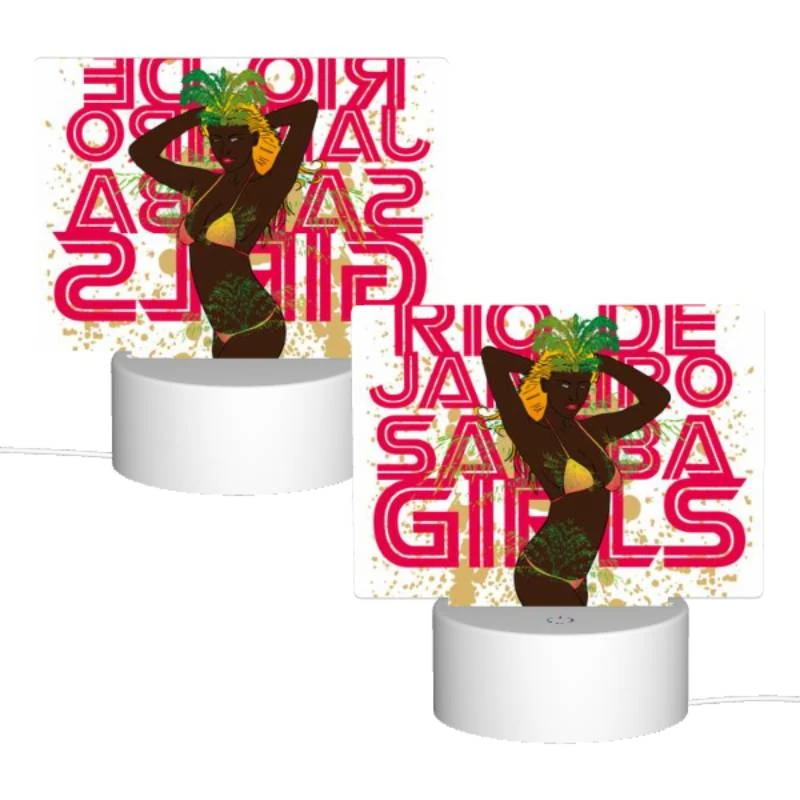 Rectangular Acrylic Night Light, A woman wearing a grass skirt and a headband poses for a picture. Rectangular Acrylic Night Light, A Woman Wearing A Grass Skirt And A Headband Poses For A Picture. -Pattern Night Light 1b9dad9e5910ecfe666f12a0714dad53ff49d256
