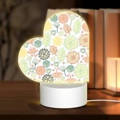Love Acrylic Night Light, A Colorful Floral Pattern With Hearts And Flowers.