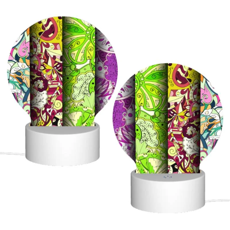 Round Acrylic Night Light, Three colorful designs are displayed on a row. Round Acrylic Night Light, Three Colorful Designs Are Displayed On A Row. -Pattern Night Light 1c883a5b5c4b8e1f028b465d513df952af1c9519