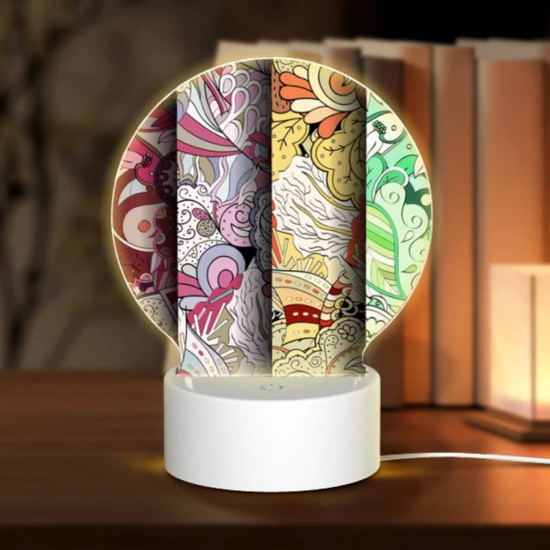 Round Acrylic Night Light, Three colorful designs are displayed on a wall. Round Acrylic Night Light, Three Colorful Designs Are Displayed On A Wall. -Pattern Night Light 1dce35417b713c81cc60533855d092a7c1f30c6c