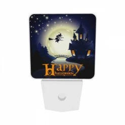 Night Light Set Of 2, A Witch On A Broom Flies Over A Castle During A Halloween Celebration. 8 Night Light Set Of 2, A Witch On A Broom Flies Over A Castle During A Halloween Celebration. -Pattern Night Light 1ea5e3de794a420756e2666a36eaa3b521eab7c3
