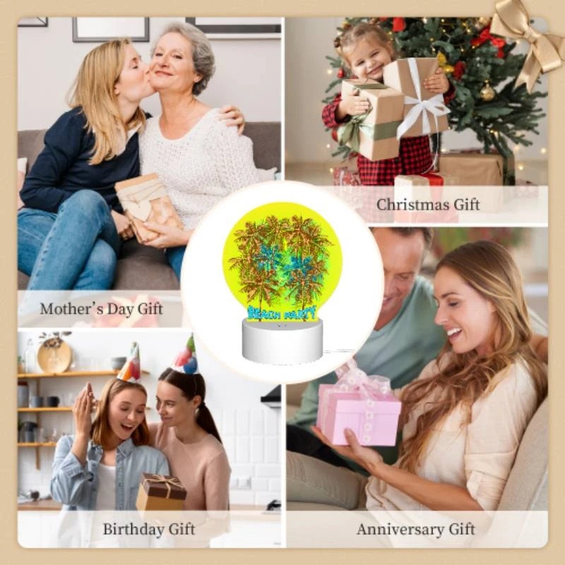 Round Acrylic Night Light, A colorful beach party logo with palm trees. Round Acrylic Night Light, A Colorful Beach Party Logo With Palm Trees. -Pattern Night Light 1f018ac596cc878f2acdd5ae76e967735de0961c