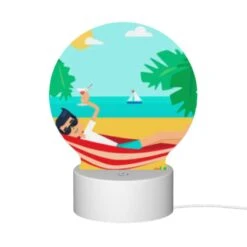 Round Acrylic Night Light, A Man Is Sitting On A Beach Chair 11 Round Acrylic Night Light, A Man Is Sitting On A Beach Chair -Pattern Night Light 1f040c19d0e950ce650370a96ee904639482650c
