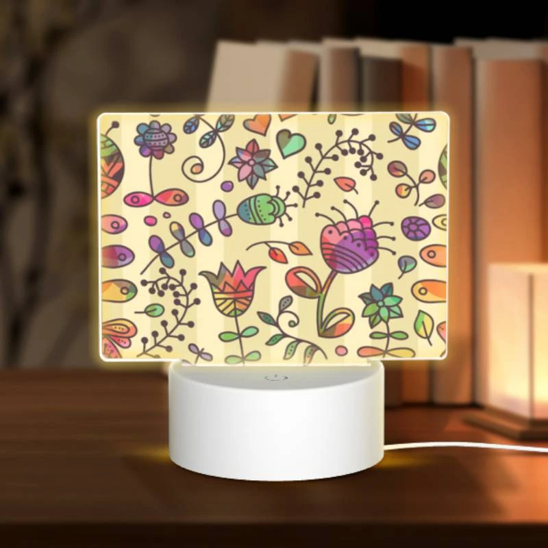 Rectangular Acrylic Night Light, A colorful flower pattern on a wallpaper. Rectangular Acrylic Night Light, A Colorful Flower Pattern On A Wallpaper. -Pattern Night Light 1f2db36cca94d2d399a4164caa6f80ff7bb55d7b