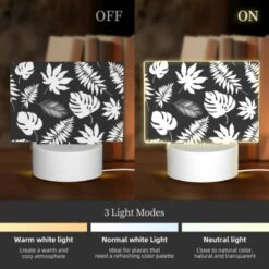 Rectangular Acrylic Night Light, A Pattern Of Leaves On A Black Background. 4 Rectangular Acrylic Night Light, A Pattern Of Leaves On A Black Background. -Pattern Night Light 1f6b5248d0cf840cbf36aea7ca1608120b0b6a18