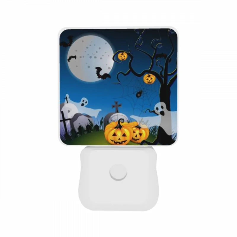 Night Light Set of 2, A tree with a spider web and pumpkins hanging from it. Night Light Set Of 2, A Tree With A Spider Web And Pumpkins Hanging From It. -Pattern Night Light 1f7259ee2201e0be9d5f72cbf4eb035643844e5c