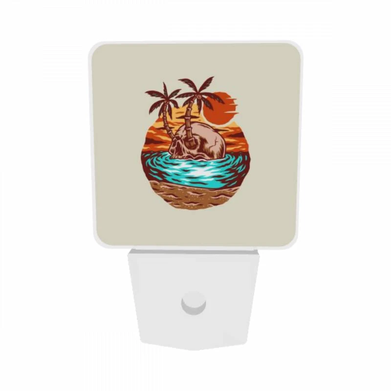 Night Light Set of 2, A skeleton is sitting on a skull in the ocean. Night Light Set Of 2, A Skeleton Is Sitting On A Skull In The Ocean. -Pattern Night Light 1fd38b27f854679c0e4583f0d95537288b77756f