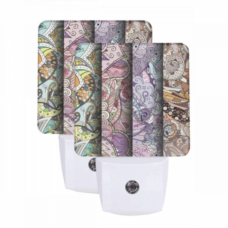 Night Light Set of 2, Four different colored paintings of swirls and designs. Night Light Set Of 2, Four Different Colored Paintings Of Swirls And Designs. -Pattern Night Light 208e5f2bc42f07cf4ae4d6be612f4522ee45e40b