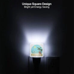 Night Light Set Of 2, A Cartoon Of A Beach With A Surfboard And A Boat. 5 Night Light Set Of 2, A Cartoon Of A Beach With A Surfboard And A Boat. -Pattern Night Light 219cd93e6208b39a06cf68e98f854632e0ebfd58