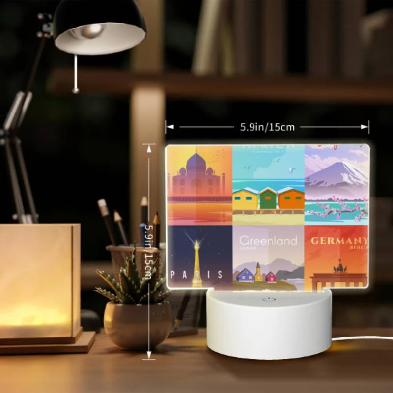 Rectangular Acrylic Night Light, A collection of posters featuring various countries. Rectangular Acrylic Night Light, A Collection Of Posters Featuring Various Countries. -Pattern Night Light 21bc40df579f7a02a51282e76cc346ad5dcc057f