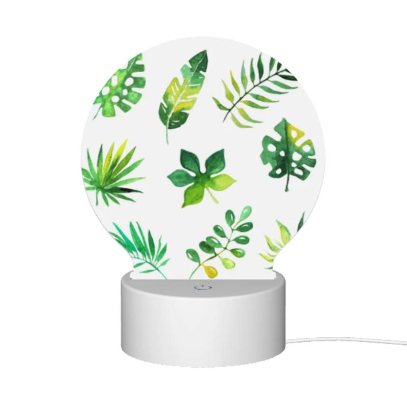 Round Acrylic Night Light, A collection of green leaves and plants. Round Acrylic Night Light, A Collection Of Green Leaves And Plants. -Pattern Night Light 21deeccaa71d5c1d6427a53c4de363d8fa709185