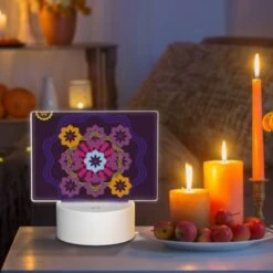 Rectangular Acrylic Night Light, A Colorful Flower Design On A Purple Background. 8 Rectangular Acrylic Night Light, A Colorful Flower Design On A Purple Background. -Pattern Night Light 237870ff43a76db2191e37a76e63e58770e1a3e4