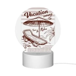 Round Acrylic Night Light, A Beach Umbrella Is Open And Shading A Lounge Chair. 11 Round Acrylic Night Light, A Beach Umbrella Is Open And Shading A Lounge Chair. -Pattern Night Light 237c4020e601f72f1bb81b77f308920d09f30e9a