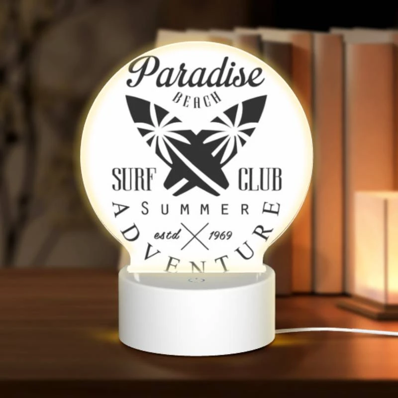 Round Acrylic Night Light, A logo for Paradise Surf Club. Round Acrylic Night Light, A Logo For Paradise Surf Club. -Pattern Night Light 23b744e87f21c81ff169577e7a8db833813b33b1