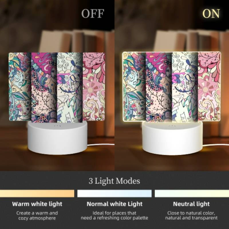 Rectangular Acrylic Night Light, Four different colored designs of flowers. Rectangular Acrylic Night Light, Four Different Colored Designs Of Flowers. -Pattern Night Light 23e6355e92af01e08e6fd3e770c1f2bd7c4972d8