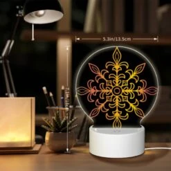Round Acrylic Night Light, A Colorful Flower Design With Yellow 7 Round Acrylic Night Light, A Colorful Flower Design With Yellow -Pattern Night Light 253ba4e5a17f9ae66f8b98670ada5d5e313b8a3b