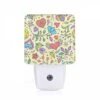 Night Light, A Colorful Floral Pattern With Hearts And Flowers.
